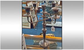 Silver Plated Four Branch Five Light Candelabrum, Height 15½ Inches