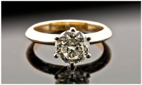 18ct Gold Set Single stone Diamond Ring. The round brilliant cut diamond of excellent colour and
