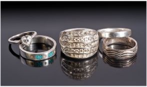 Collection Of Five Silver Dress Rings.