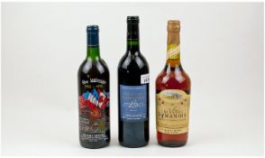 Three Unopened Alcohol Bottles. Comprising Fine Calvados Dymanoir, Bordeaux Superieur, Chateau