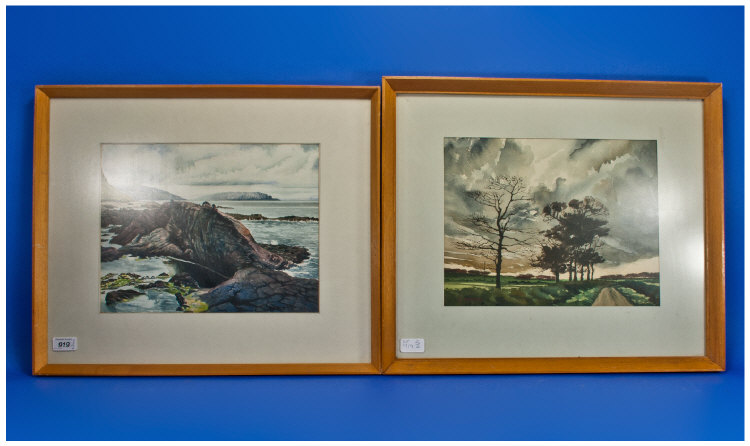 Pair Of Framed Watercolours Signed Lower Left `L.Birkett` Titled `Rocky Pool` & `Bradshaw Lane,