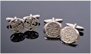 Two Pairs Of Gents Silver Cufflinks
