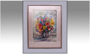 Andre Bicat (1909-1996) Flowers Watercolour. 24 x 18 inches. Signed.