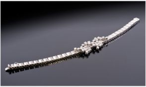 18ct White Gold And Diamond Bracelet. The brilliant cut diamond of good colour and clarity. Retails