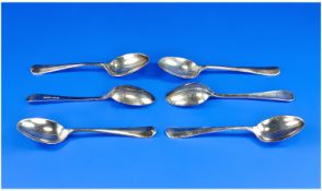 A Silver Set of Six Teaspoons Rattail Design. Hallmark Sheffield 1960. Makers Mark G.M.S. 67.7