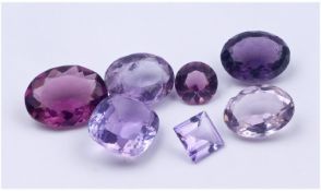 A Good Collection of Unmounted Single Stone Amethysts, various cuts and shapes. Excellent colours