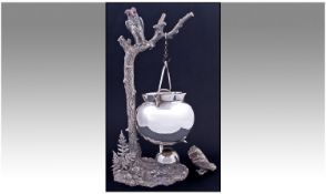 Atkin Brothers Silver Plated Figural Novelty Centre Piece in the form of a tall tree and a figure