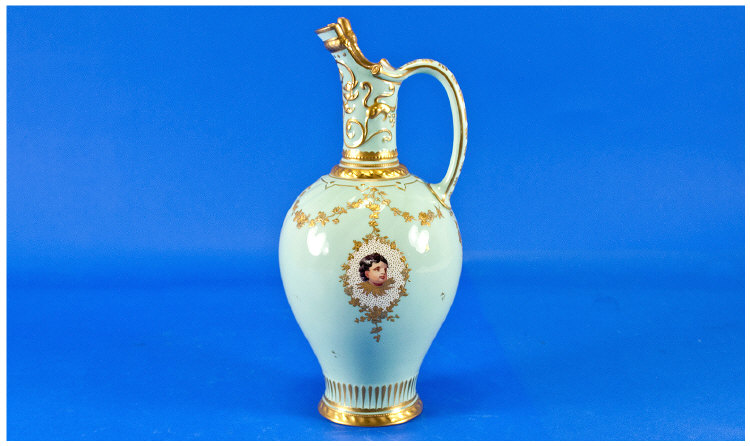 Royal Crown Derby Urn Shaped Jug. Date 1893. With Raised Gold Decoration. Restoration and Over