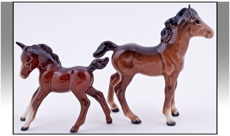 Two Small Beswick Horse Figures, in brown colour way.