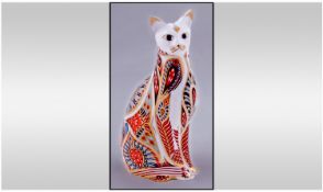 Royal Crown Derby Paperweight ` Siamese Cat ` Gold Stopper, Retired 2001. Height 5.25 Inches. 1st