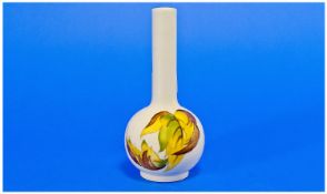 Moorcroft Specimen Vase ` Leaves In The Wind ` Design on White Ground. 6.5 Inches Tall.