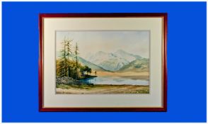 Framed Watercolour by Stephen Lennon. `Lake District` Scene. Signed lower right. 21 by 14 inches.