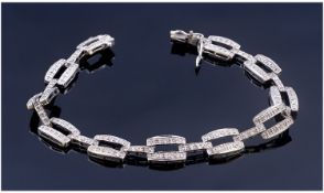 9ct White Gold Diamond Set Bracelet, Length 7½ Inches, Fully Hallmarked