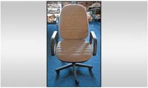 Office Chair. Upholstered in grey fabric.