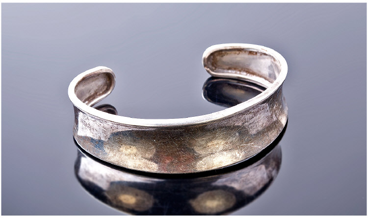 Plain Broad Concave Silver Bangle, Fully Hallmarked.