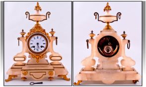French Vincenti & Co. Alabaster and Gilt Metal Mantel Clock. Date 1855. With 8 day striking