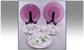 Three Minton Cabinet Plates, Hand Painted Depicting Floral Decoration, Diameter 9½ Inches, Together