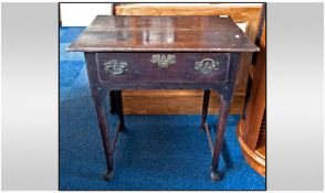 Early Eighteenth Century Oak Side Table. Small single drawer and club feet. 26.5 inches high, 18.5