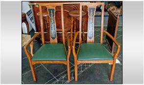 Two Carver Chairs, with decorated backs.