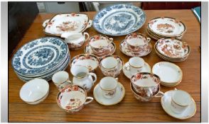 English Bone China Part Tea Service, depicting oriental garden scenes. Stamped to base. Brown