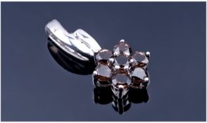 9ct White Gold Pendant In The Form Of A Flower Head Set With Garnet Stones, Fully Hallmarked,