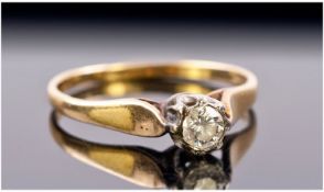 18ct Gold Diamond Ring, Set With A Single Round Cut Diamond. Illusion Set, Approx .15ct, Fully