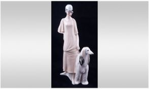 Royal Doulton Art Deco Figure Lady `Reflections` `Promenade`. HN 3072. Stands 13 inches tall. Mint