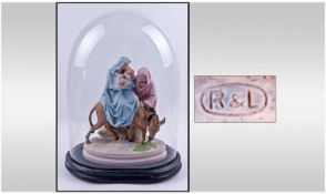 Robinson & Leadbeater Fine Hand Painted Parian Figure, Mary Joseph and Jesus. Monogrammed R.L to