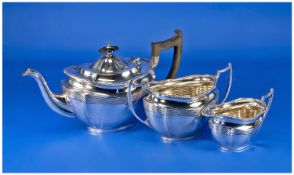 Mappin & Web Fine Silver 3 Piece Tea Service. Reeded borders. Comprises tea pot, two handle sugar