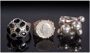 Three Silver Dress Rings, Stamped 925