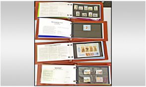 Four Small Albums Of Stamp Presentation Packs From The Isle Of Man. Includes ``to pay`` pack to £2