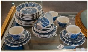 Staffordshire Part Blue and White Dinner Service (30) pieces approx. Marked `Broadhurst,