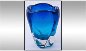 Whitefriars `Molar` Design Vase in blue colourway. c 1960`s. Stands 5.75 inches high. Together with