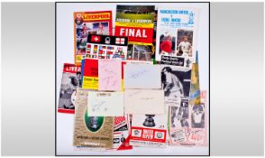 Football Autographs and Programmes to include Matt Busby, Bill Shankly, Bob Paisley etc