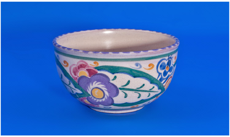 Early 1920`s Poole Pottery Decorated Bowl, with floral decoration. Diameter 5 inches. Stamped to
