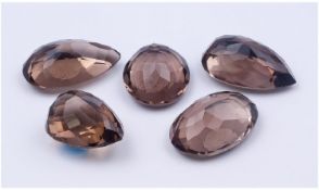 A Good Collection of Unmounted - Faceted Single Stone Smokey Quartz Gem Stones - Various Shapes. (