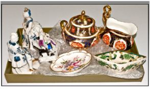 Small Collection of Ceramics comprising Imari Style pot and cover and sauce boat, Masons Ironstone