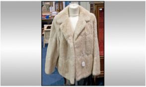 Ladies Short Length Cream/White Fur Jacket. Half pelt to back, fully lined, approximately size 12.