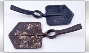 Two WW2 Trench Shovel Heads. Length 12 Inches