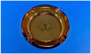 Breweriana, Ind Coope Hotels Ashtray, large circular ashtray in yellow amber glass, printed to the