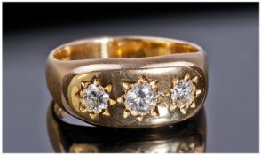18ct Gold Star Set 3 Stone Diamond Ring. Diamonds lively and of good colour. Fully hallmarked. 9.3