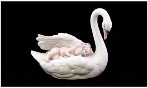 Lladro Exclusive Figure, ` Swan and Child, Drifting Through Dreamland ` Model No.6758. Designer