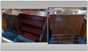 Modern Mahogany TV Unit with matching HI FI Unit.39 inches high, 32 inches wide. Together with a