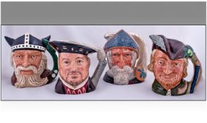 Four Royal Doulton Character Jugs comprising 1. Henry VIII D 6642 7 inches in height 2. Don Quixote