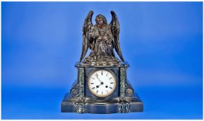 Japy Freres French Fine 19th Century Bronze Figure Mounted Black Marble Mantel Clock, of fine
