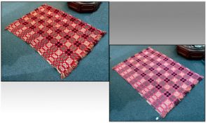 Two Brightly Patterned Welsh Wool Rugs/Throws. 84 by 65 inches.