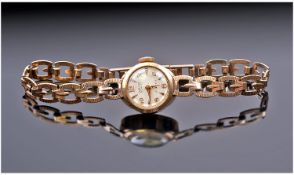 Ladies - Lusina Swiss Manuel Wind, 9ct Gold Cased Wrist Watch, with 9ct Gold Bracelet. Fully