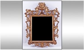 George III Ornate and Period Gilt Wood Bevelled Glass Wall Mirror, of Good Quality. c.1800. Size 22