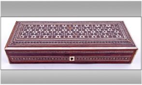 Anglo Indian Inlaid Glove Box, Hinged Lid. Some Inlay Missing, Length 10¾ Inches