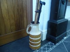 West German Studio Vase together with a collection of walking sticks.